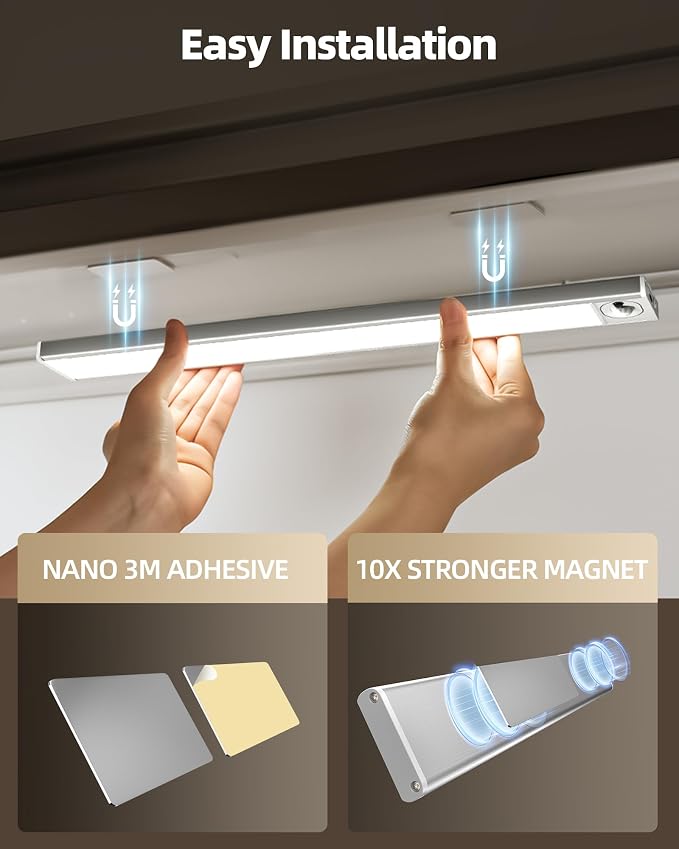 6Pack 16inch Under Cabinet Lighting, Rechargeable Motion Sensor Light Wireless - Image 7