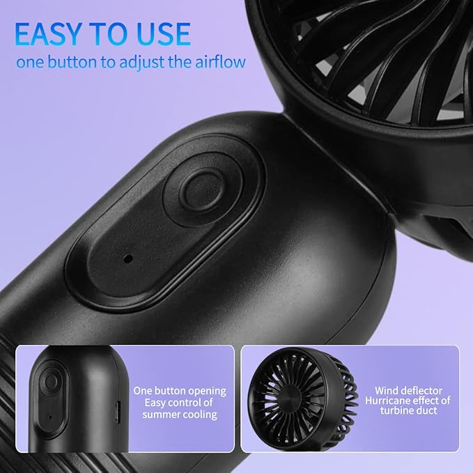 Mini Portable Fan 2 Pack, Cute Handheld Fan Battery Operated Lightweight Small - Image 4