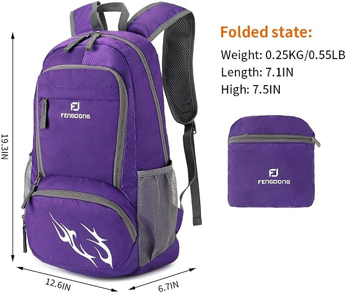 FENGDONG 35L Lightweight Foldable Waterproof Packable Travel Small Hiking - Image 2