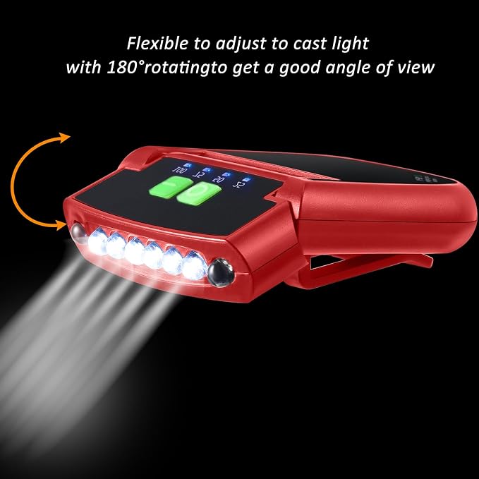 Mudder LED Clip on Cap Lights USB Rechargeable Cap Flashlight Clip Waterproof - Image 4