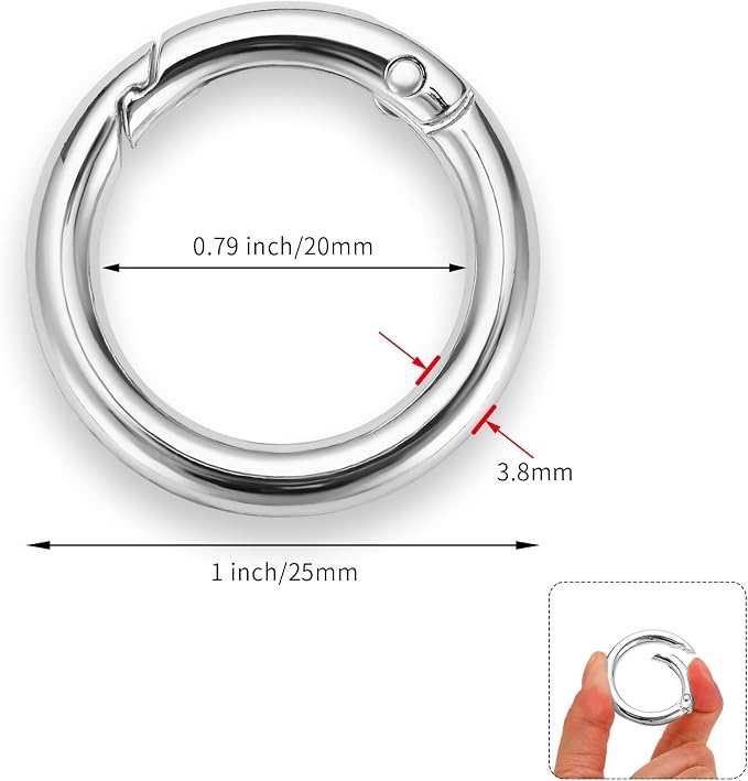 Gkeygo Key Ring Clip, 4/5 Inch Keychain Rings, 8 Pack Round Carabiner Clip - Image 3