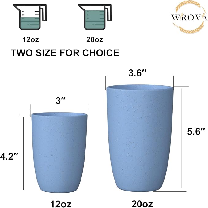 Wheat Straw Cups 6 PCS Good Alternative to Plastic Reusable Cups 12 oz - Image 3