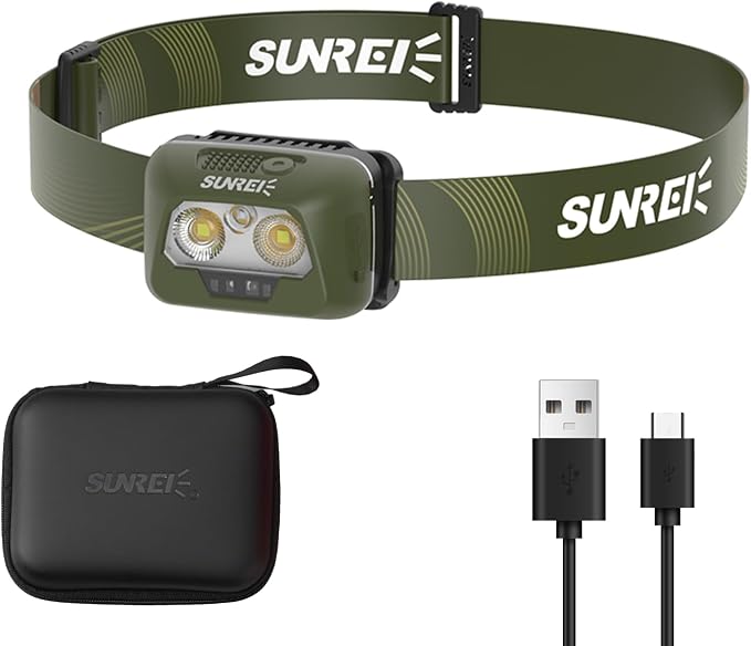 SUNREI Rechargeable Headlamp, 2200mAh Battery, Motion Sensor, Stepless Dimming by SUNREI