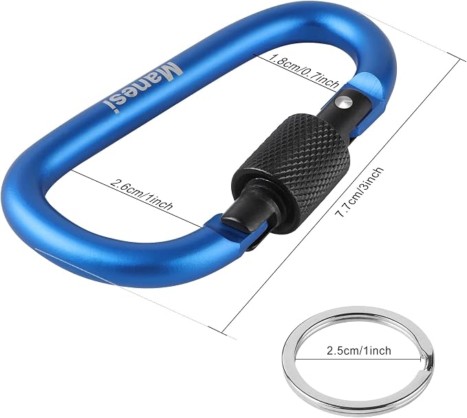10 Pack Aluminum D Ring Key Rings Clips Locking Carabiner - Image 2