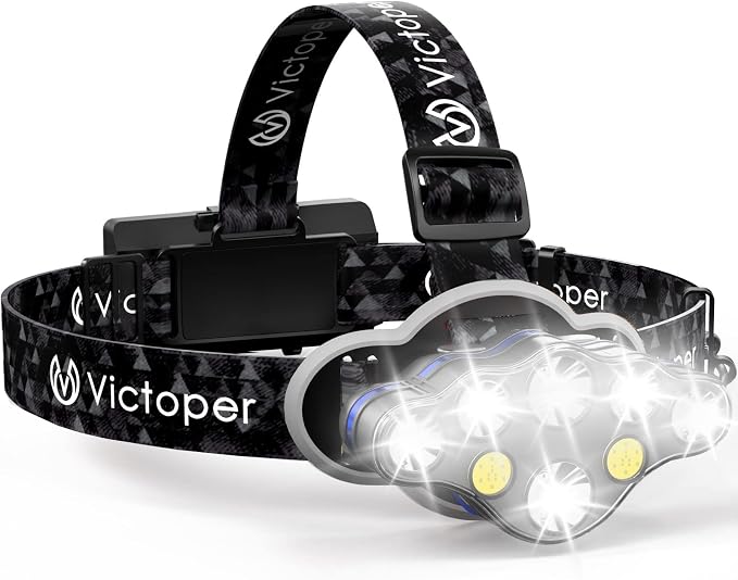 Victoper Rechargeable Headlamp, 8 LED High Lumen Bright Head Lamp by Victoper