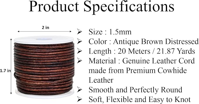 GENIQUE Real/Genuine Round Leather Cord - Image 3