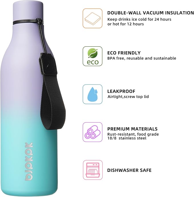 BJPKPK Insulated Water Bottles, 25 oz Stainless Steel Metal Water Bottle - Image 2