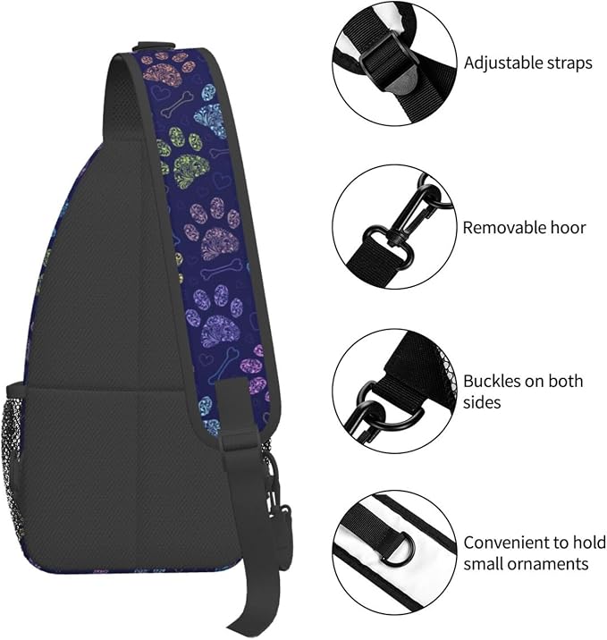 Dog Paw Sling Bag For Women Men Cute Footprint Backpack Crossbody Shoulder Bag - Image 5