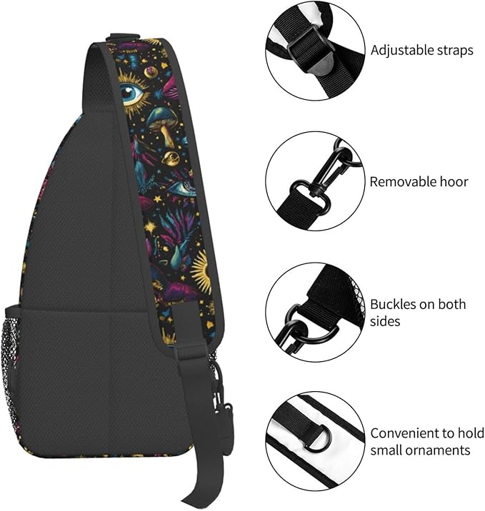 Psychadelic Trippy Art Sling Bag Crossbody Travel Hiking Chest Backpack - Image 5