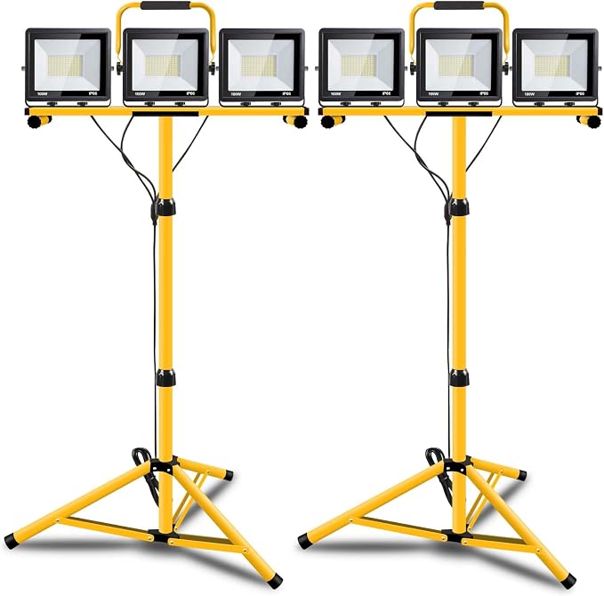 22000 Lumen Work Lights with Stand, 3 Adjustable Head LED Work Light, with by GUWELL