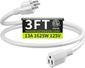 16/3 White Extension Cord 3 FT, Indoor Extension Cord by Seeklyze