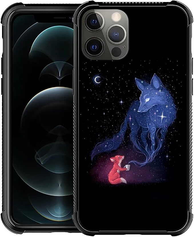 for iPhone 11 Pro Case, Galaxy Fox Wolf Pattern Graphic Design Girl Boy Soft by FKBRCL4U