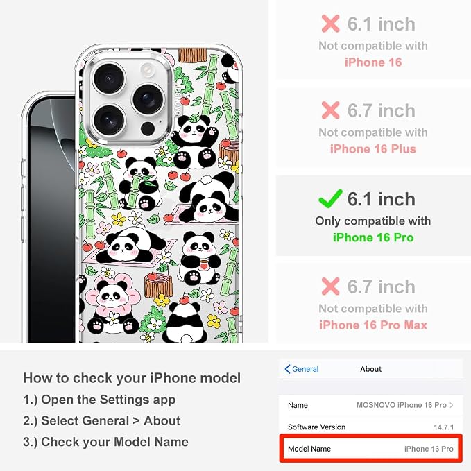 MOSNOVO for iPhone 16 Pro Case, Shockproof Military-Grade Protection 6.6ft Drop - Image 2