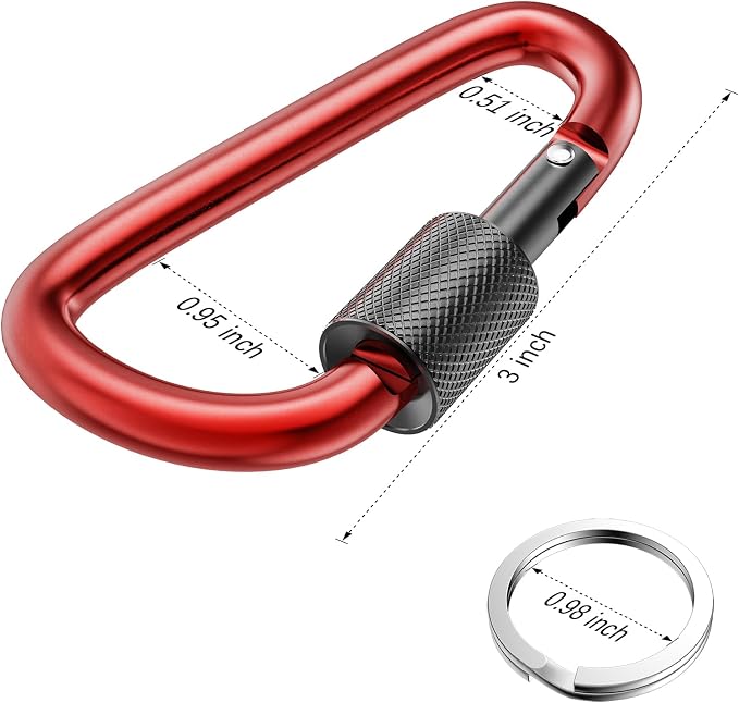 sprookber 3" Locking Carabiners | Keychain Carbineers D Ring Key Clip Spring - Image 2
