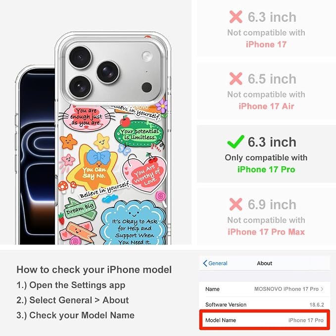 MOSNOVO for iPhone 17 Pro Case, Shockproof Military-Grade Protection 6.6ft Drop - Image 2
