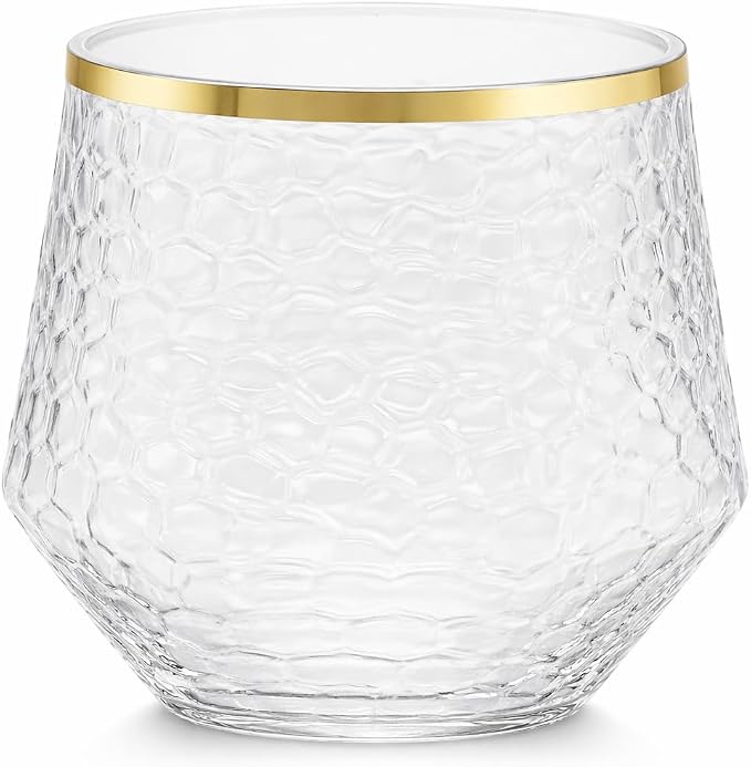 48 Pack Ribbed Stemless Champagne Flutes Gold Rim – 24 9oz Mimosa Glasses & 24 - Image 6