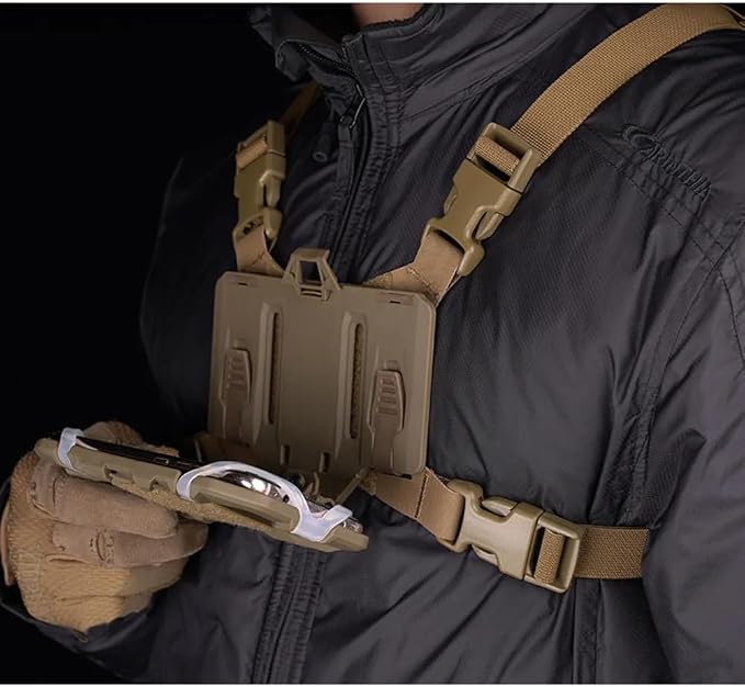 Foldable Tactical Vest Chest Rig Phone Holder, Molle Plate Carrier Pouch - Image 2