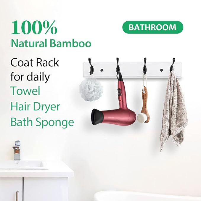 Badiano Wooden Coat Rack, Wall-Mounted Organizer - Image 8