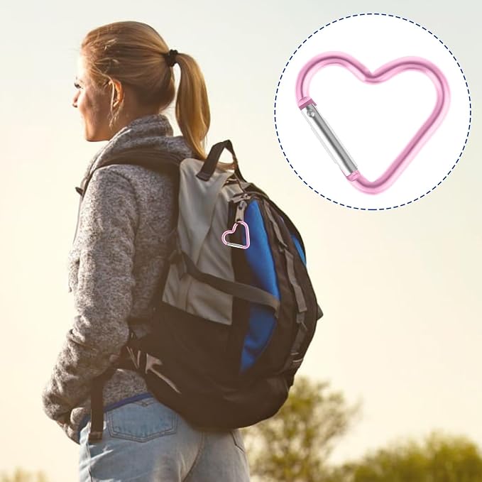 Ouligay 10pcs Cute Heart Shaped Carabiner Star Carabiner Heart Shaped Backpack - Image 6