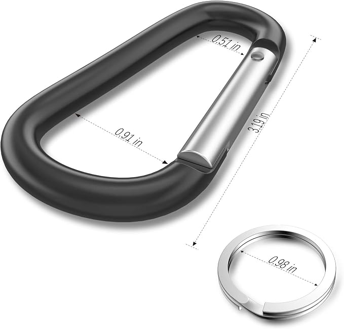 sprookber 3" Aluminum Carabiner D Ring, Caribeener Clips, Spring Snap Hook - Image 2