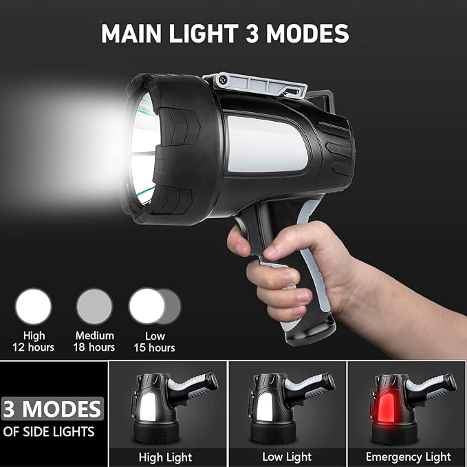 LBE Rechargeable Spotlight Outdoor, 000 Lumens Led Spotlight Flashlight - Image 3