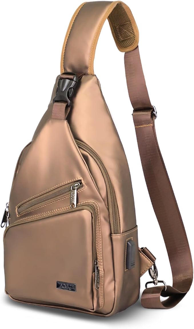 AMJ Crossbody Sling Bag Men Women, Casual Shoulder Backpack, Chest Daypack by AMJ