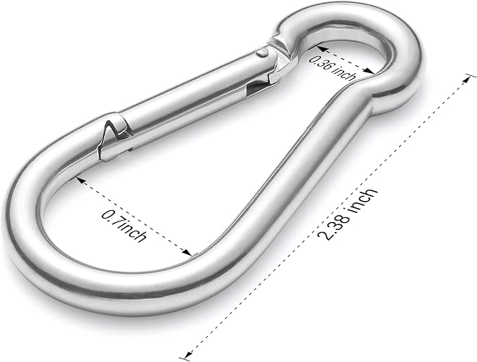 sprookber 316 Stainless Steel Carabiner Clip, Marine Grade Heavy Duty Spring - Image 2