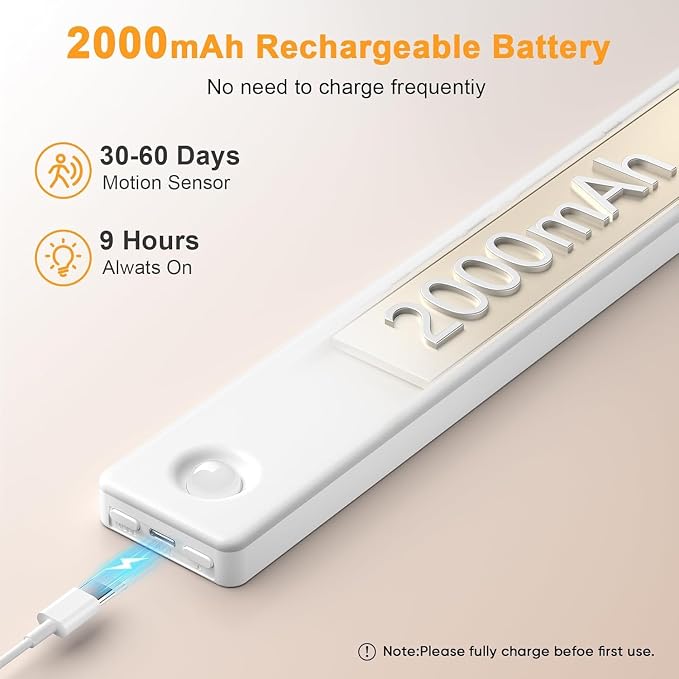 Under Cabinet Lighting, USB Rechargeable Motion Sensor Light Indoor, Battery - Image 4
