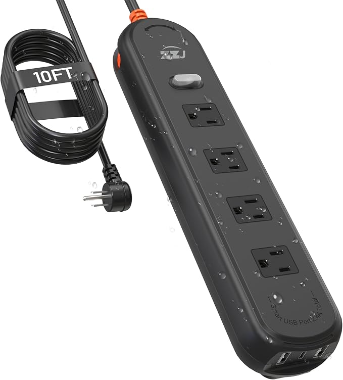 Outdoor Power Strip Weatherproof, 7-in-1 Surge Protector by ZZJPowerStrip