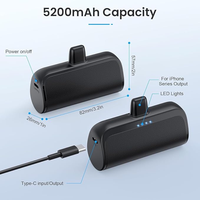 Mini Portable Charger for iPhone 5200mAh, 20W PD Fast Charging Power Bank for - Image 8