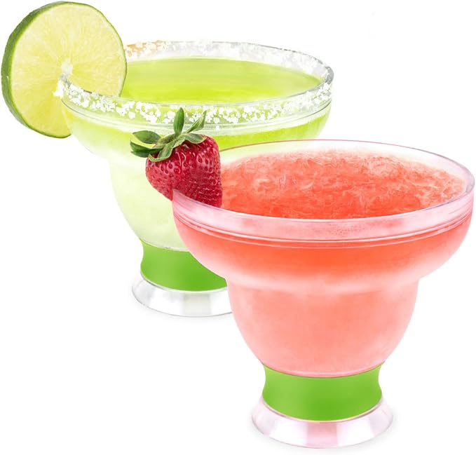 Host FREEZE Stemless Margarita Glasses, Insulated Plastic Cocktail Glasses by HOST