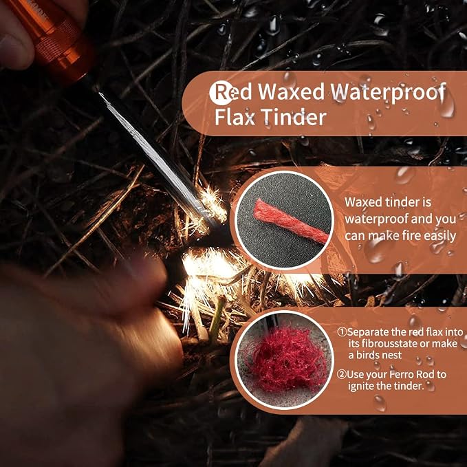 PSKOOK Survival Paracord Parachute Fire Cord Survival Ropes Red Tinder Cord PE - Image 3