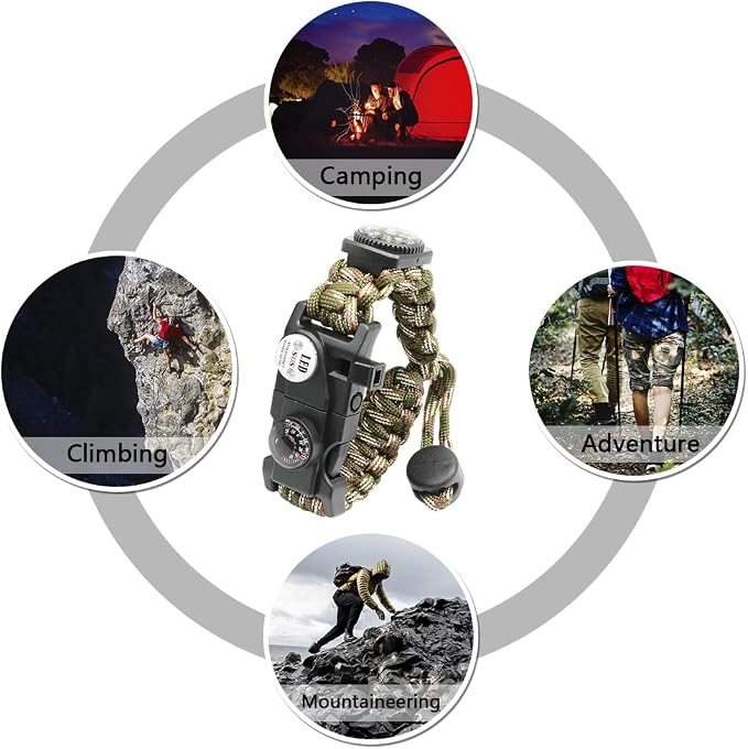 20 in 1 Survival Paracord Bracelet Adjustable Gear Kit - Image 7