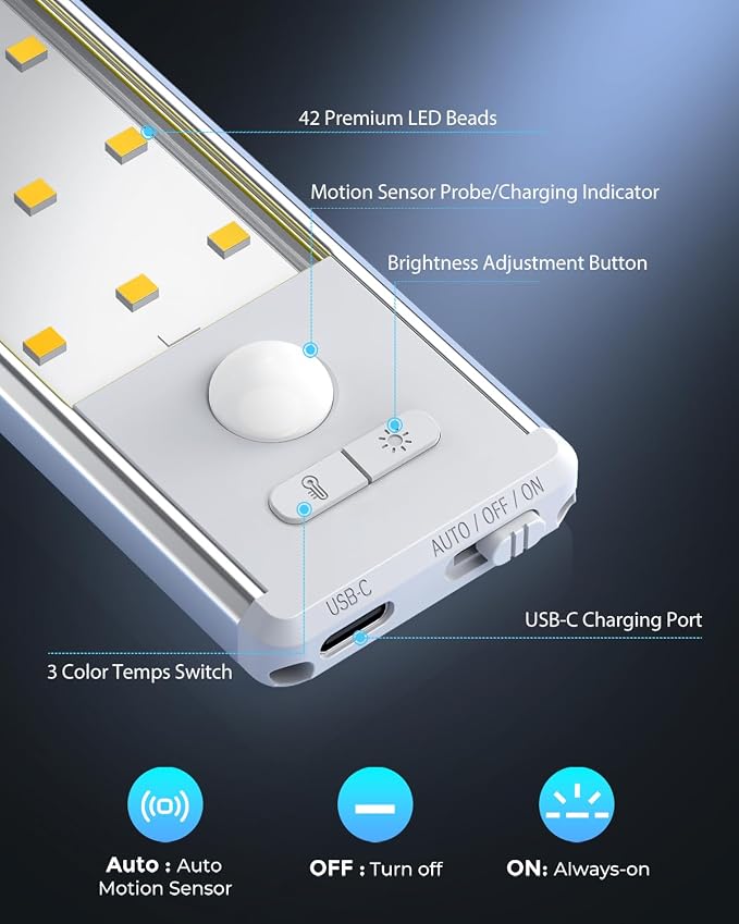 10.5" Under Cabinet Lighting, Wireless Motion Sensor Light Indoor - Image 3