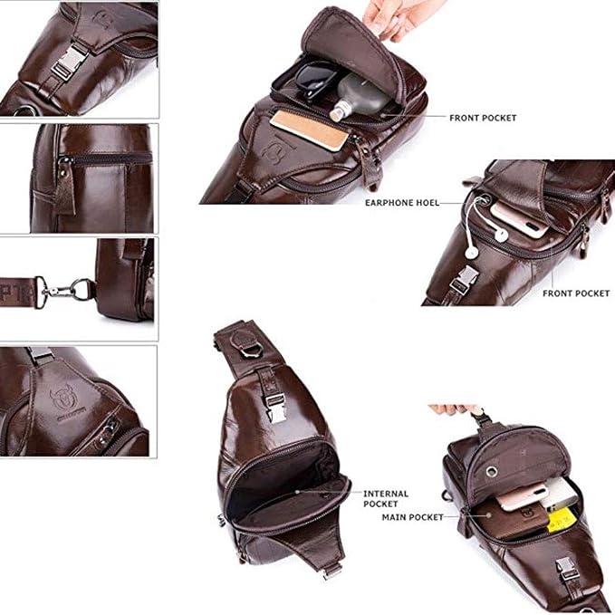 Hebetag Leather Sling Bag Crossbody Backpack - Image 7