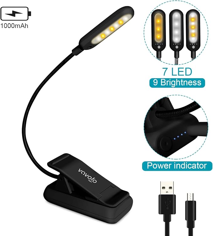 VAVOFO Rechargeable Reading Light, 7 LEDs - Image 5