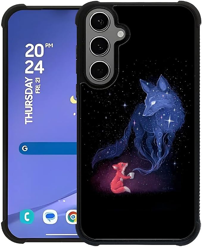 for Samsung Galaxy S24 S25 Plus Case, Galaxy Fox Wolf Pattern Graphic Design by FKBRCL4U