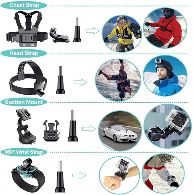 REFLEX CAMERA 50 in 1 Action Camera Accessories Kit Compatible - Image 2