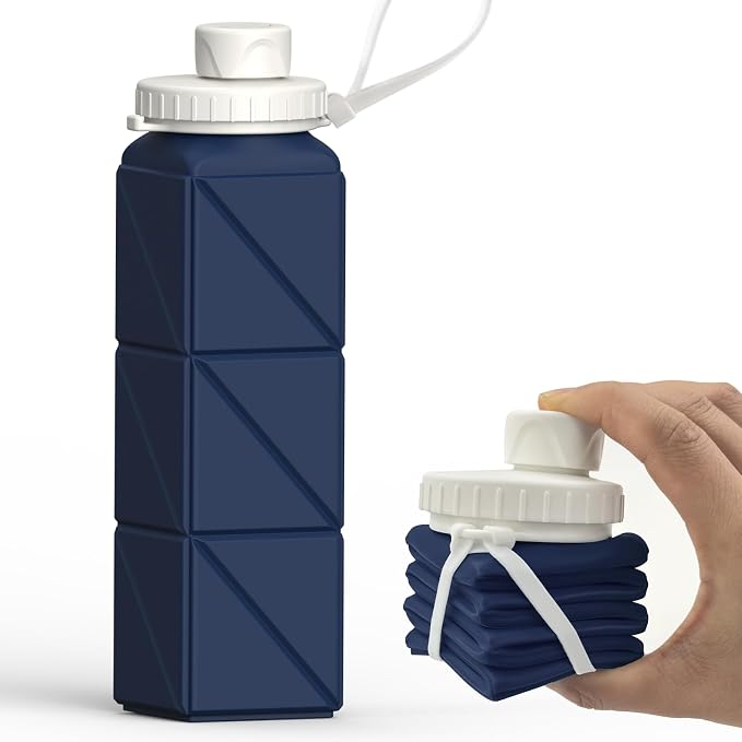 BEAUTAIL Collapsible Water Bottles 20.6oz, Silicone Foldable Portable Travel by BEAUTAIL