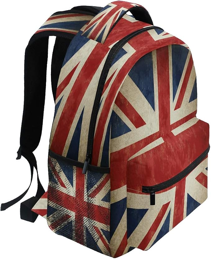 Backpacks UK British Flag School Bag Student Bookbag Adjustable Shoulder Bags - Image 2