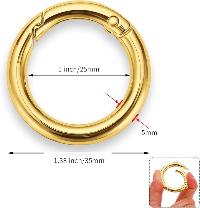 Gkeygo Key Ring Clip, 1 Inch Keychain Rings, 8 Pack Round Carabiner Clip - Image 5