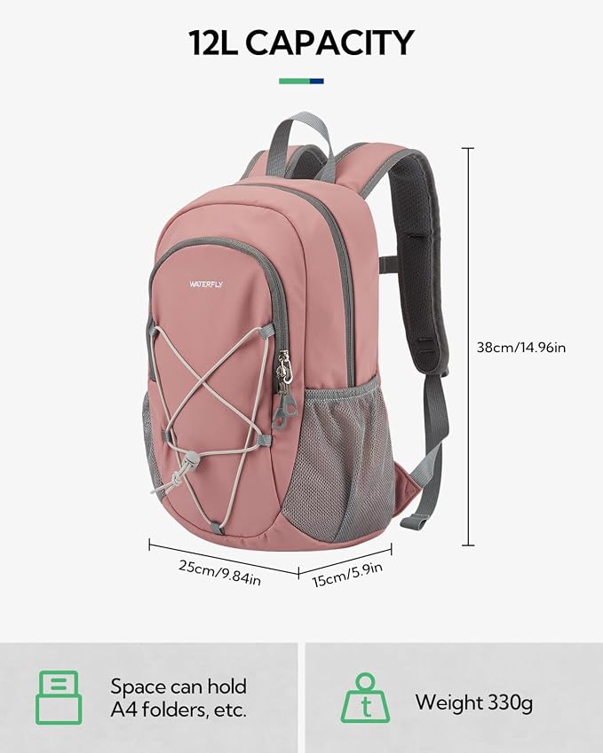 WATERFLY 12L Small Hiking Backpack: Day Pack Lightweight Travel Bag Camping - Image 2