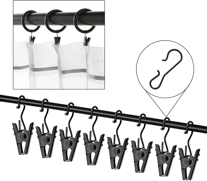 JANYUN 120 Pack Clip Hook Set Stainless Curtain Clips - Image 4