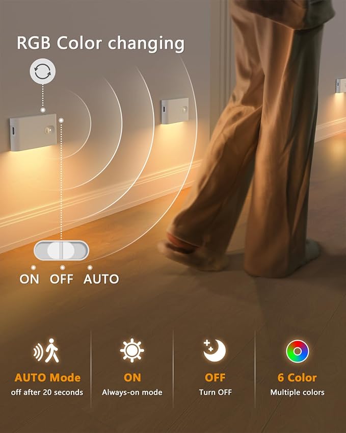 WILLED Motion Sensor Lights Indoor, RGB & Warm White Motion Sensor Night Light - Image 4