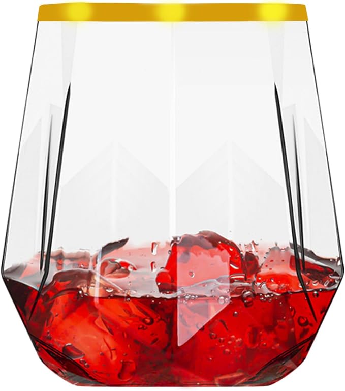 Lueumxc 40 Pack Plastic Wine Glasses, 12Oz Diamond Disposable Wine Glasses by Lueumxc
