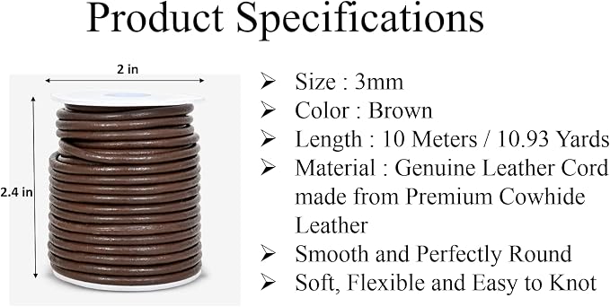 GENIQUE Real/Genuine Round Leather String Cord - Image 3