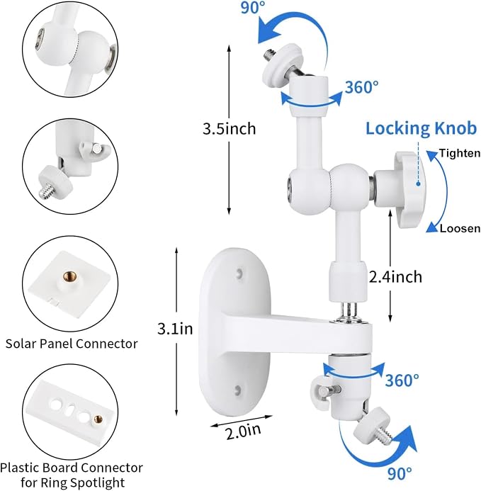 2-in-1 Wall Mount for Ring Solar Panel & Stick Up Cam Battery, Ring Spotlight - Image 3