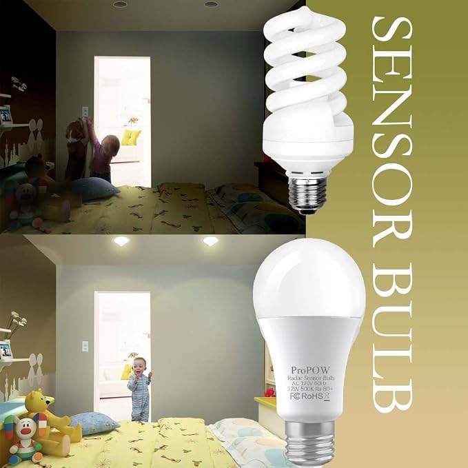 Radar Motion Sensor Light Bulbs, A19 12W Daylight E26 Outdoor Auto on/Off - Image 4