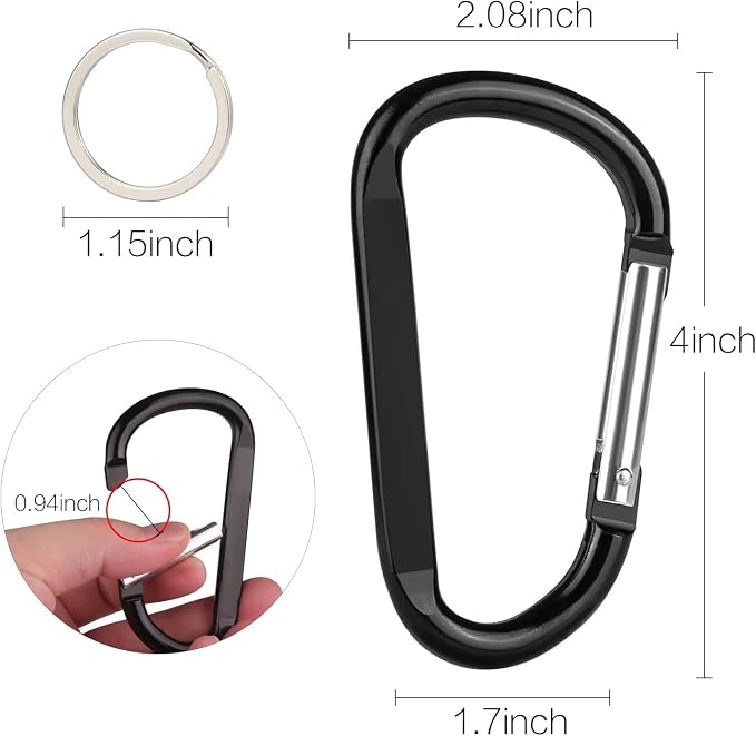 Carabiner Caribeaner Clip, Extra Large 4" Aluminum Carabeaner Keychain Hook - Image 2