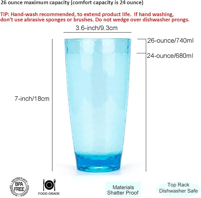 KOXIN-KARLU Hammered 26-ounce Plastic Tumbler Acrylic Glasses - Image 2